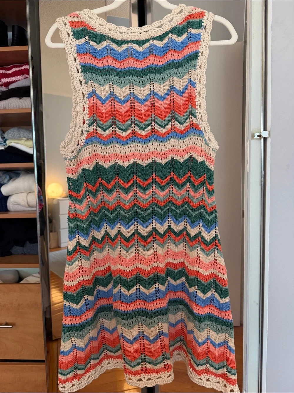 Free People Multicolor Chevron Crochet Mini Dress